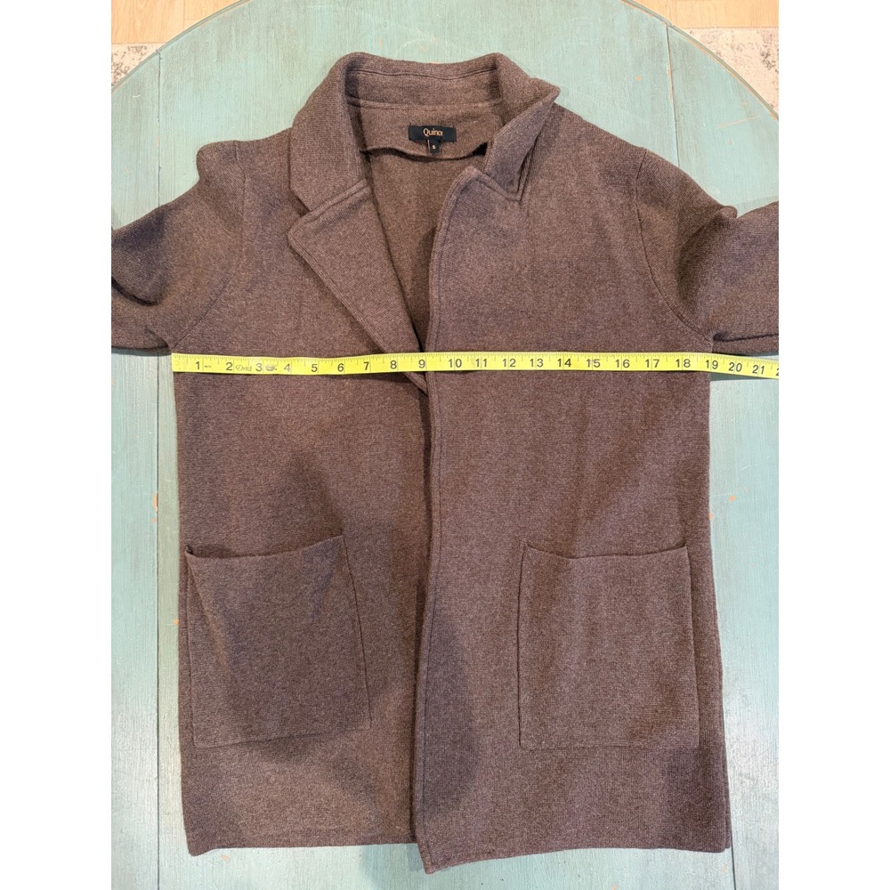 Quince Heather Brown 100% Organic Cotton Knit Blazer Sweater Jacket Womens Small - Picture 6 of 7